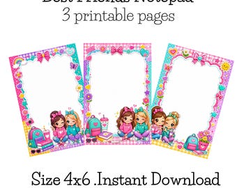 Printable Notepad Bundle | Cute Notepad Pages | Friends Notepad Printable | Teacher Notepad | Memo Pad Digital Download