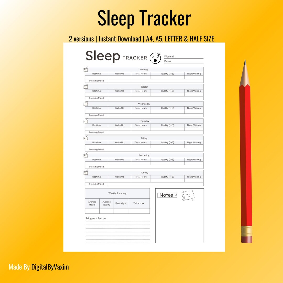 Sleep Tracker Printable | Monthly Sleep Log | Sleep Journal PDF | Sleep ...