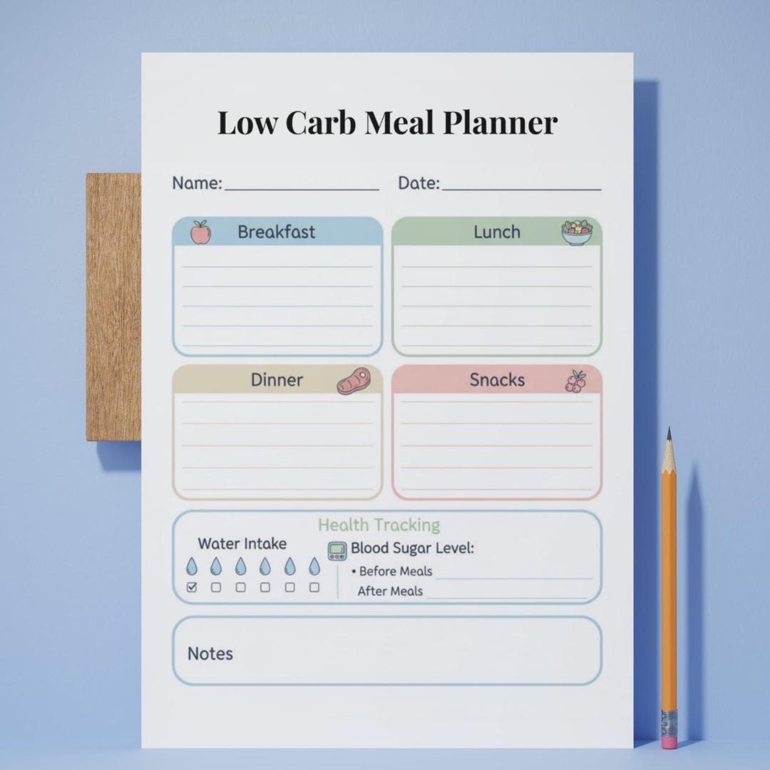 Low Carb Meal Planner Printable, Keto Diet Planner, Weekly Meal Plan ...