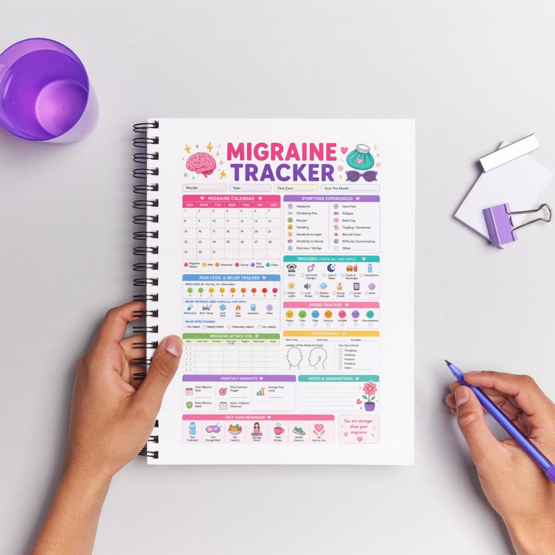 Migraine Tracker Printable, Headache Log PDF, Migraine Diary, Symptom ...