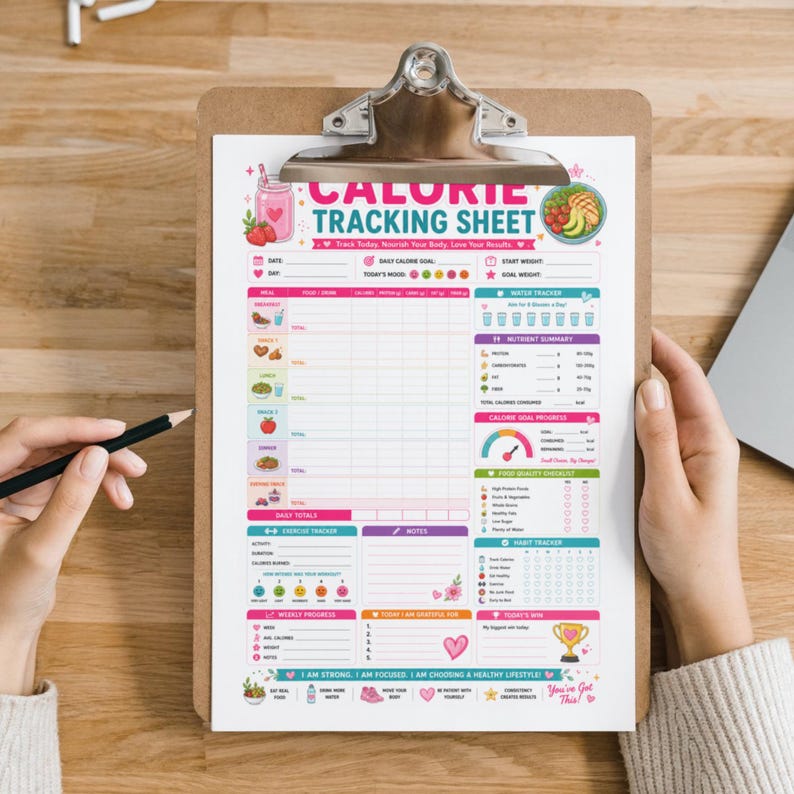 Calorie Tracking Planner Printable | Food & Nutrition Log | Weight Loss ...