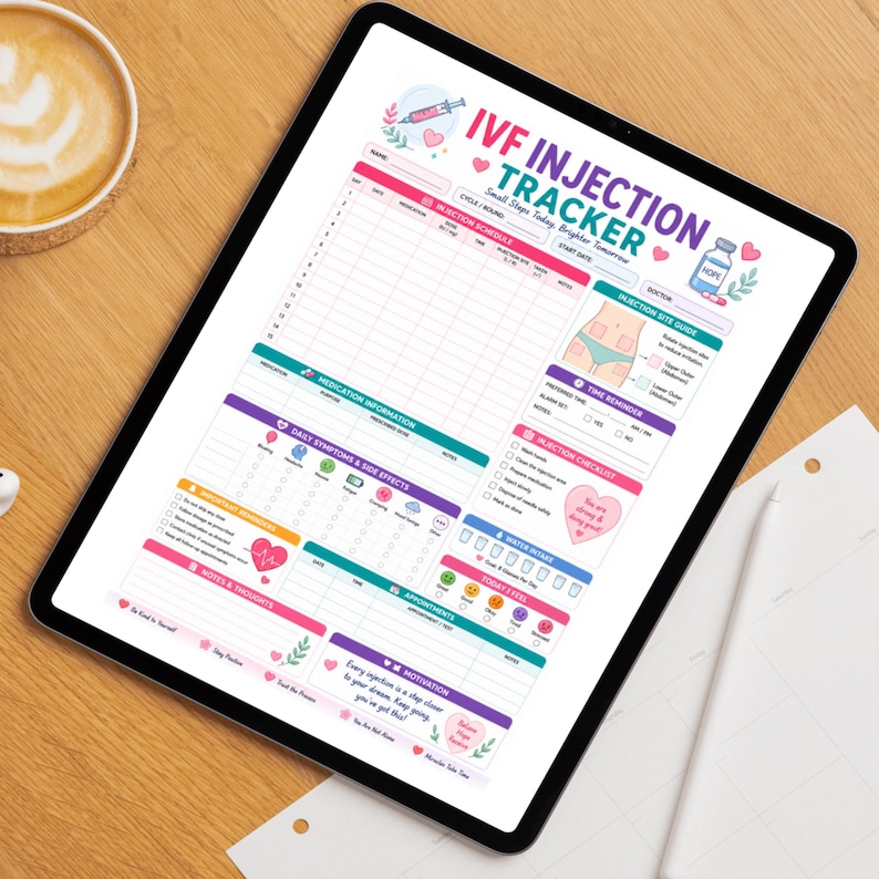 Ffe Medication IVF Injection Tracker Printable | Fertility Medication Log | IVF Shot ...