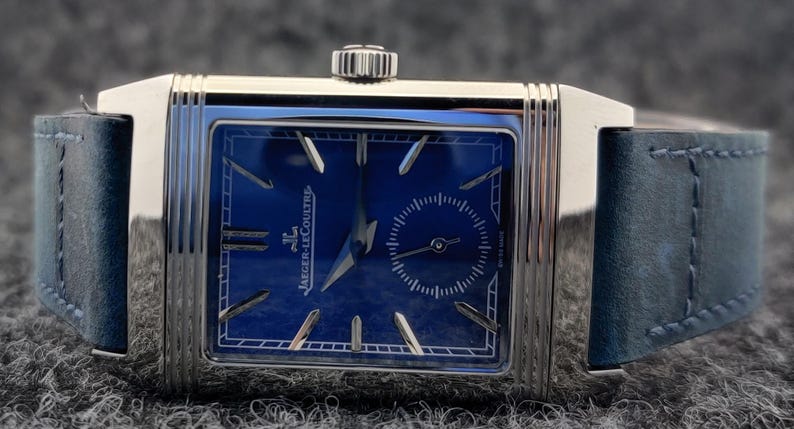 Vintage Jaeger‑LeCoultre Reverso watch Blue Dial Pre-Owned Refurbished Wrist Watch image 6