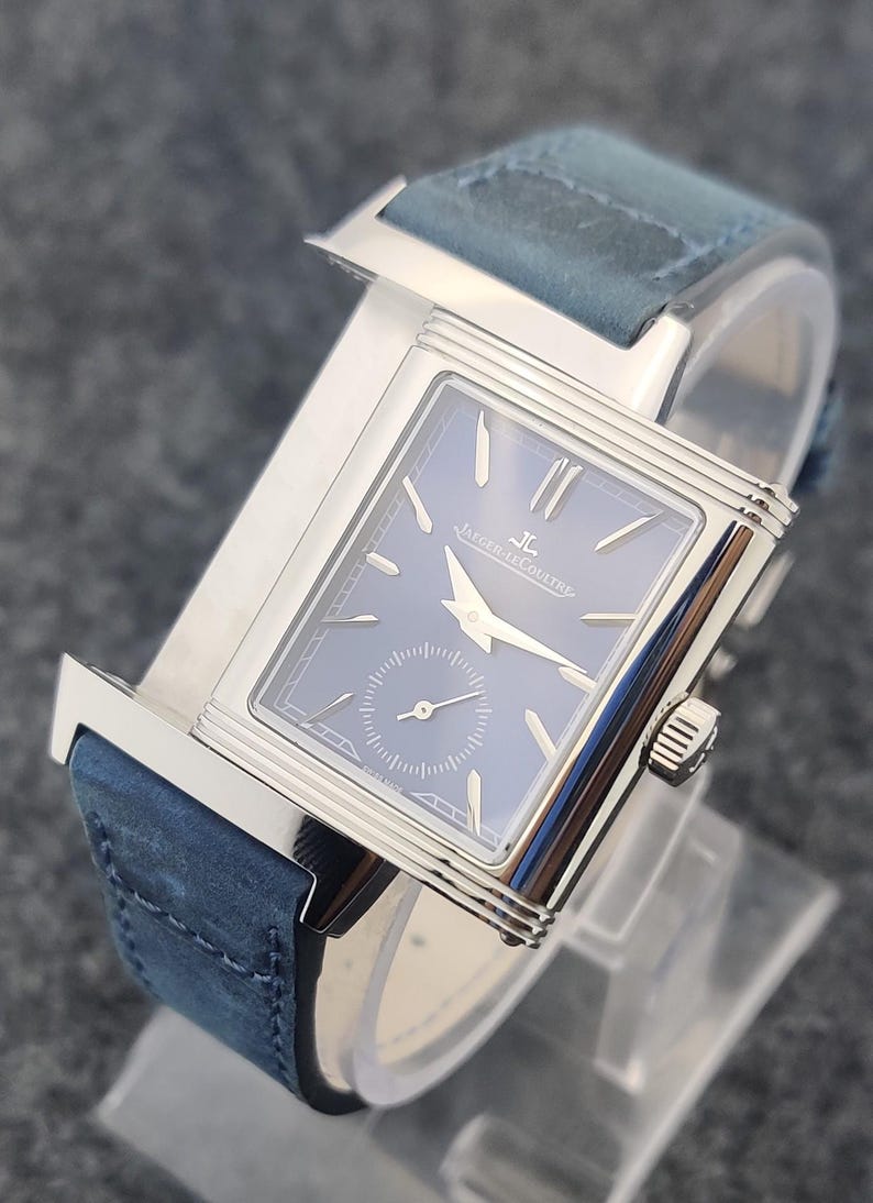 Vintage Jaeger‑LeCoultre Reverso watch Blue Dial Pre-Owned Refurbished Wrist Watch image 4