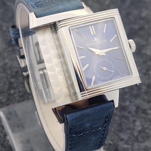 Vintage Jaeger‑LeCoultre Reverso watch Blue Dial Pre-Owned Refurbished Wrist Watch image 5