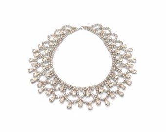 Vintage Kramer of New York Austrian crystal statement necklace, likely from the 1940s or 1950s