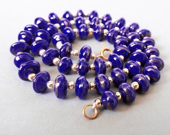 Vintage  cobalt blue art glass  beads necklace