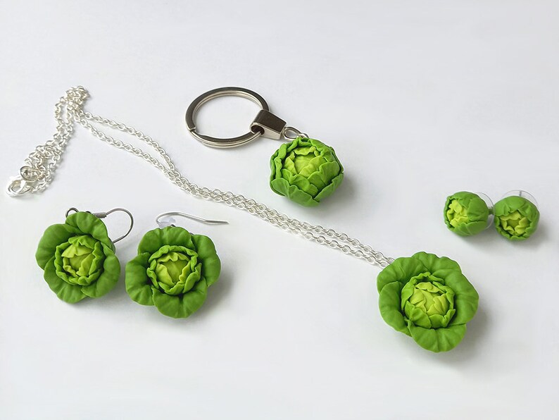 Polymer clay food Gift for her Real look Cabbage Necklace Vegetable Necklace