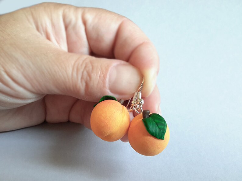 Peach earrings polymer clay earrings food earrings Etsy