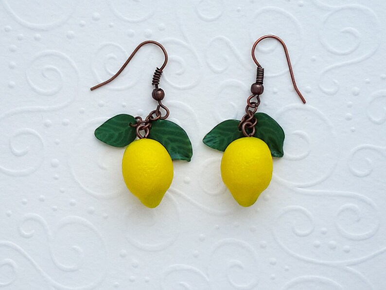 Lemon earrings polymer clay food earrings polymer clay Etsy