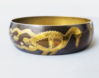 Vintage engraved and etched  brass bracelet India