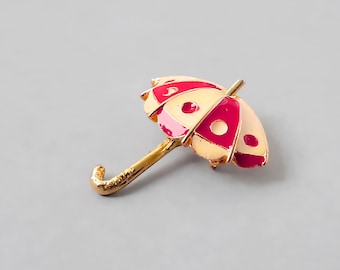 Vintage enamel umbrella  brooch
