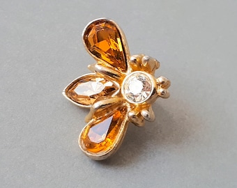 Broche Vintage Abeille Années 60 - Cabochon Sulfure Et Strass - Occasion