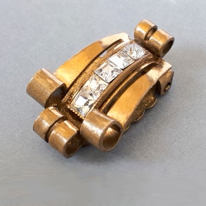 Antique  Art deco  dress clip, Art deco brass rhinestone dress clip, Collector dress clip 1910-20s