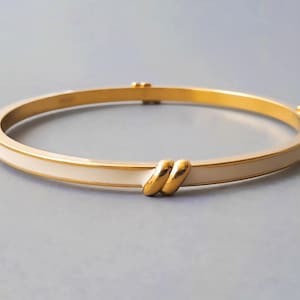 Vintage MONET  cream enamel bracelet, Bangle