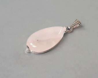 LBVYR Silver Tone Metal  Pink Quartz  Pendant Charm