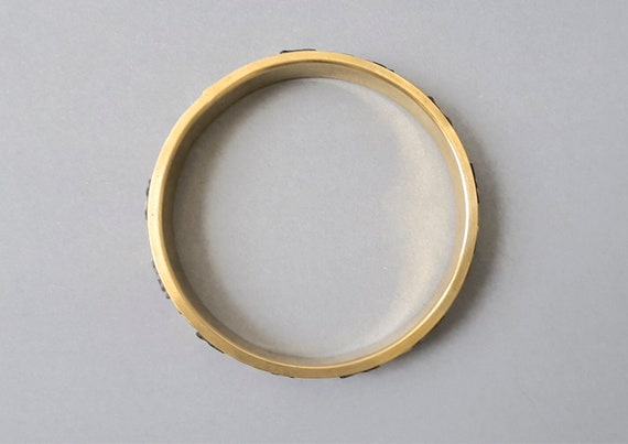 Vintage brass and carved wood  bracelet Brass met… - image 5