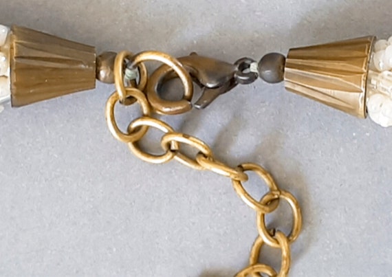 Vintage  beige color  glass beads necklace Multi-… - image 4