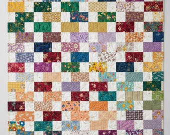 Colorful Patchwork Quilt Pattern | Modern Brick Layout Scrap Quilt (PDF Download)