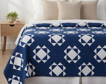 Modern Geometric Quilt Pattern | Diamond Star Bed Quilt (PDF Download)
