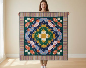 Modern Star Quilt Pattern, Geometric Patchwork PDF (Digital Download)