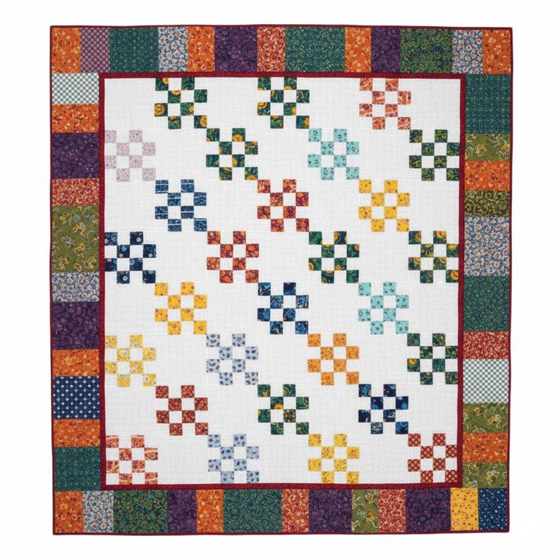 Patchwork-quiltpatroon | Eenvoudige quilt-tutorial met 16 vlakken | Slordig modern quiltontwerp | DIY-naaipatroon voor beginners afbeelding 2