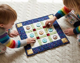 Tic Tac Toe-quiltpatroon – reisspelbord voor beginners (digitale pdf-download)