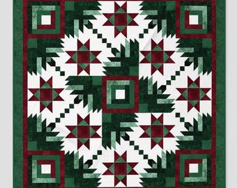 Festive Patchwork Quilt Pattern PDF | Homespun Star Quilt Pattern | Beginner Friendly Star Quilt | Bed Quilt Pattern | DIY Holiday Quilt