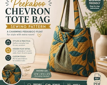 Pleated Tote Bag Sewing Pattern PDF, Beginner Friendly Shoulder Bag Tutorial, DIY Boho Slouchy Tote bag Sewing Pattern (Digital Download)