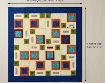 Modern geometrisch quiltpatroon – grootte babysprei voor beginners (digitale download)