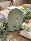 Sage Green Arch Table Numbers, Mirrored Gold 3D Wedding Table Signs, Boho Reception Decor, Custom Table Number, Botanical Centerpiece product logo