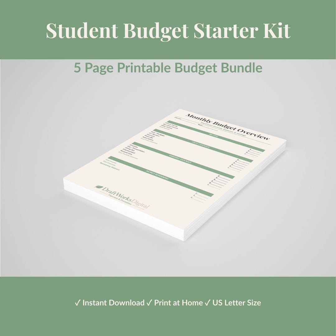 Student Budget Planner Bundle | Monthly Spending Tracker (instant ...