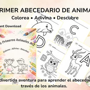 Mi Primer Abecedario de Animales A Z | Libro para Colorear Infantil | 31 Animales para Adivinar | PDF Imprimible