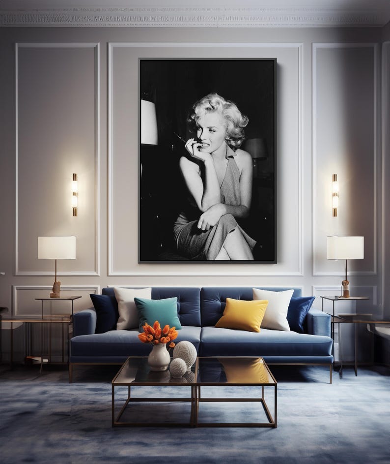 Marilyn Monroe Poster Black and White Actress Model Singer Hand Made ...