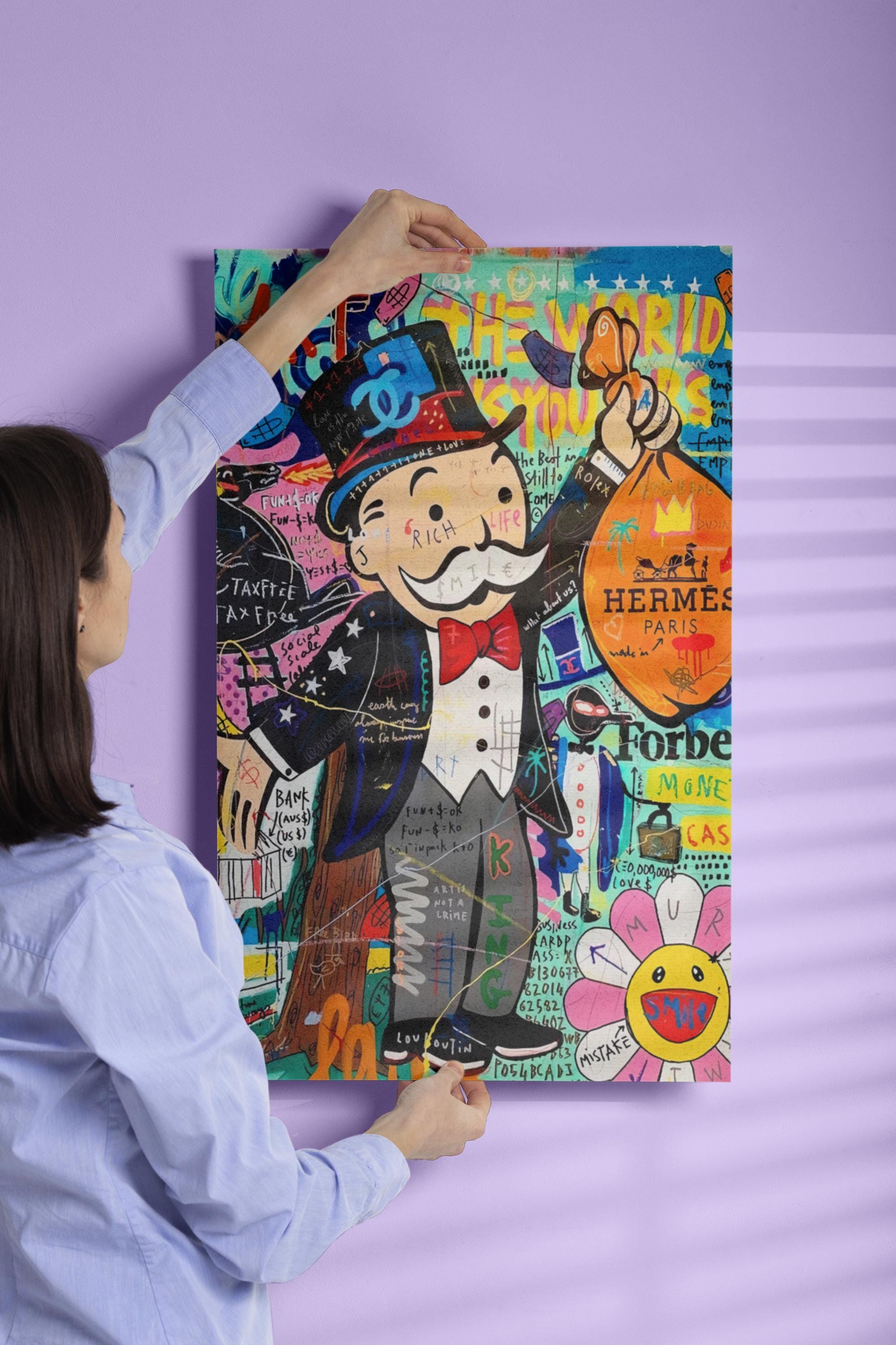 Pop Art Monopoly Man Fashion Unique Modern Painting Print Abstract ...