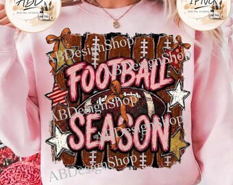 Football Season PNG, Game Day Sublimation Design, Distressed Football Bow Png, Retro Coquette Bow Football Shirt PNG, DTF Digital Download
