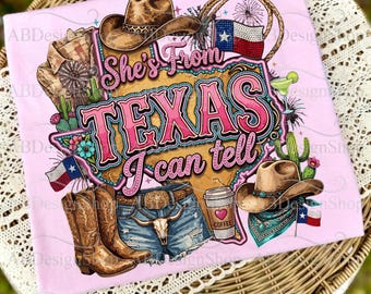 Sie kommt aus Texas PNG, Country Grafik, Cowgirl Rodeo Beliebte Western, Ranch Design (Digitaler Download)