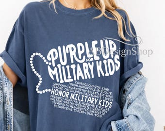 Purple Up For Military Kids SVG PNG, Month of the Military Child Digital Download, Honor Military Kids Cut File for Cricut,Purple Up Day Art