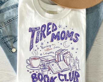Tired Moms Book Club PNG, Retro Coffee Reader Book  Design (Digital Download)