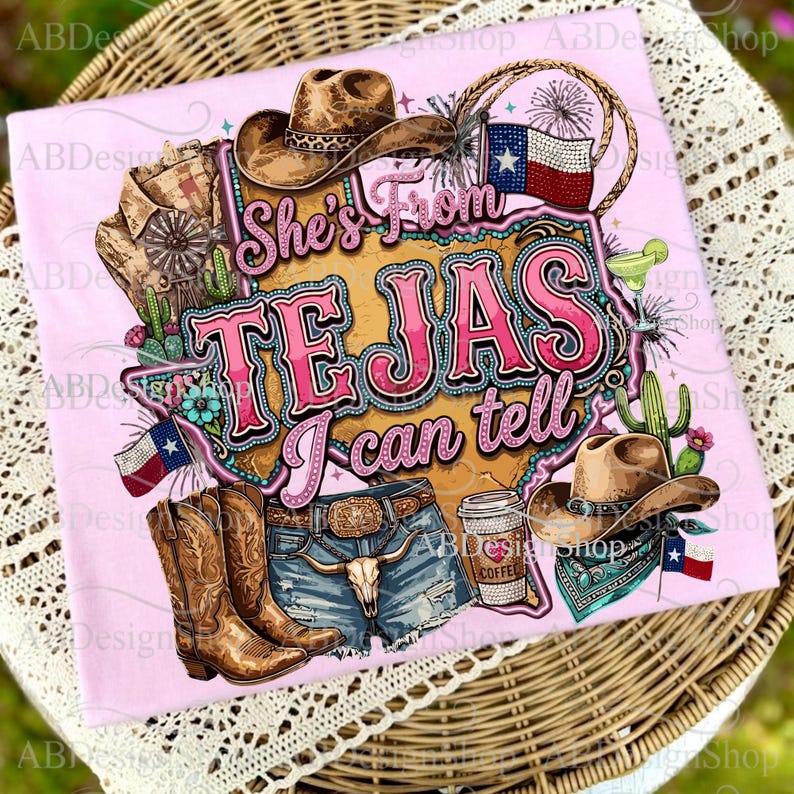 She’s From Tejas PNG, Country Graphic, Cowgirl Rodeo Popular Western ...