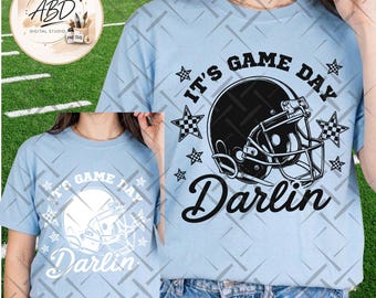 Its Game Day Darlin PNG, Retro Football Helmet Sublimation Design, Vintage Game Day Shirt Graphic, Football Mom PNG, Black White Version