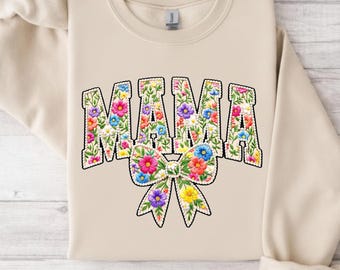 Mama Pearls PNG, Embroidery Mama Design, Coquette easter , Pearl Bow Graphic, Boutique Mom Art, Mama Floral Bow PNG, Vintage Flower Letters