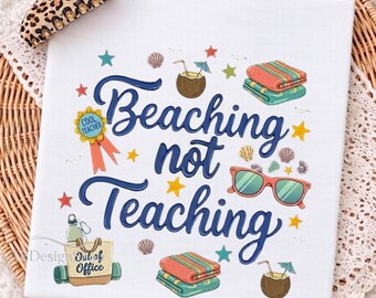 Stranden nicht unterrichten PNG, Retro Lehrer Sommerpause Design, Vintage Lehrer Urlaub Shirt Design, Sommerferien, Lehrer-Modus Aus PNG