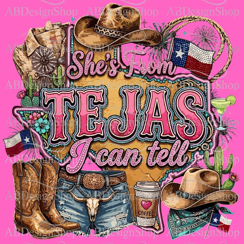 She’s From Tejas PNG, Country Graphic, Cowgirl Rodeo Popular Western ...