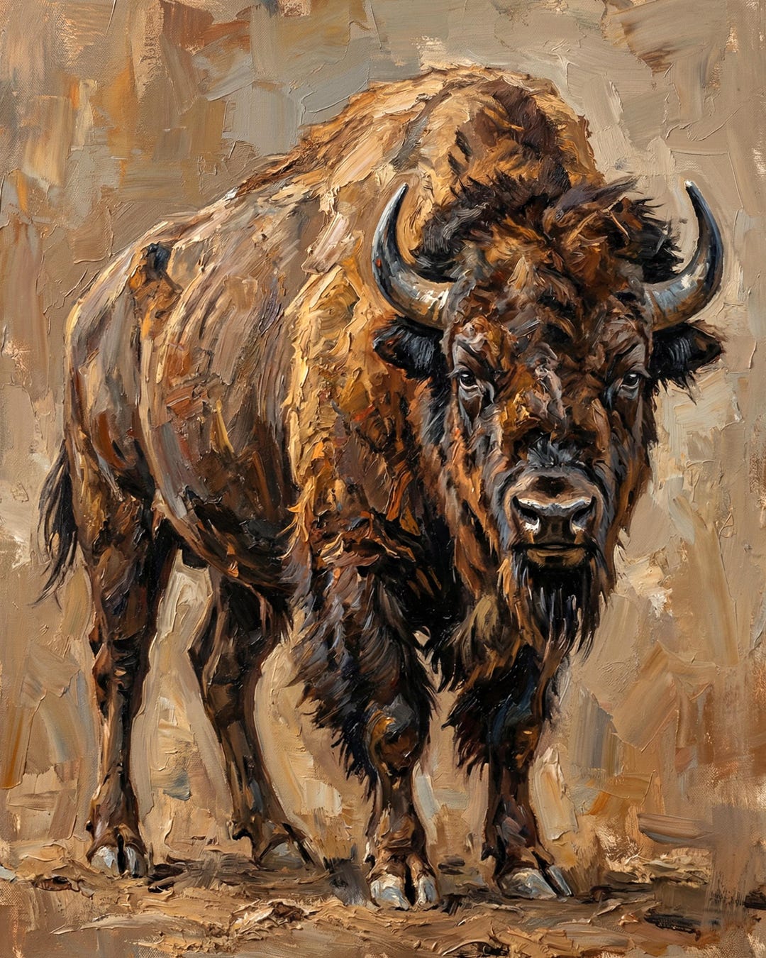 Bison Wall Art – Fine Art Print – Cozy Home Decor – Oil Painting Style ...