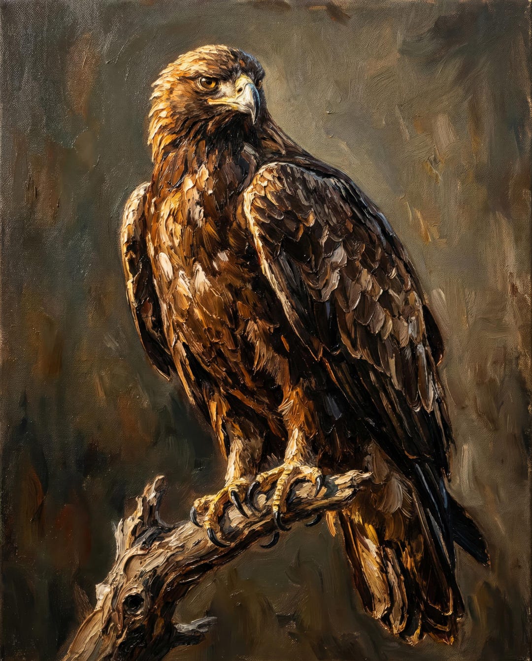 Eagle Wall Art – Wildlife Fine Art Print – Mountain Cabin Decor – Oil ...