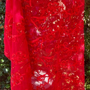 Red Ribbon Sequined Trim