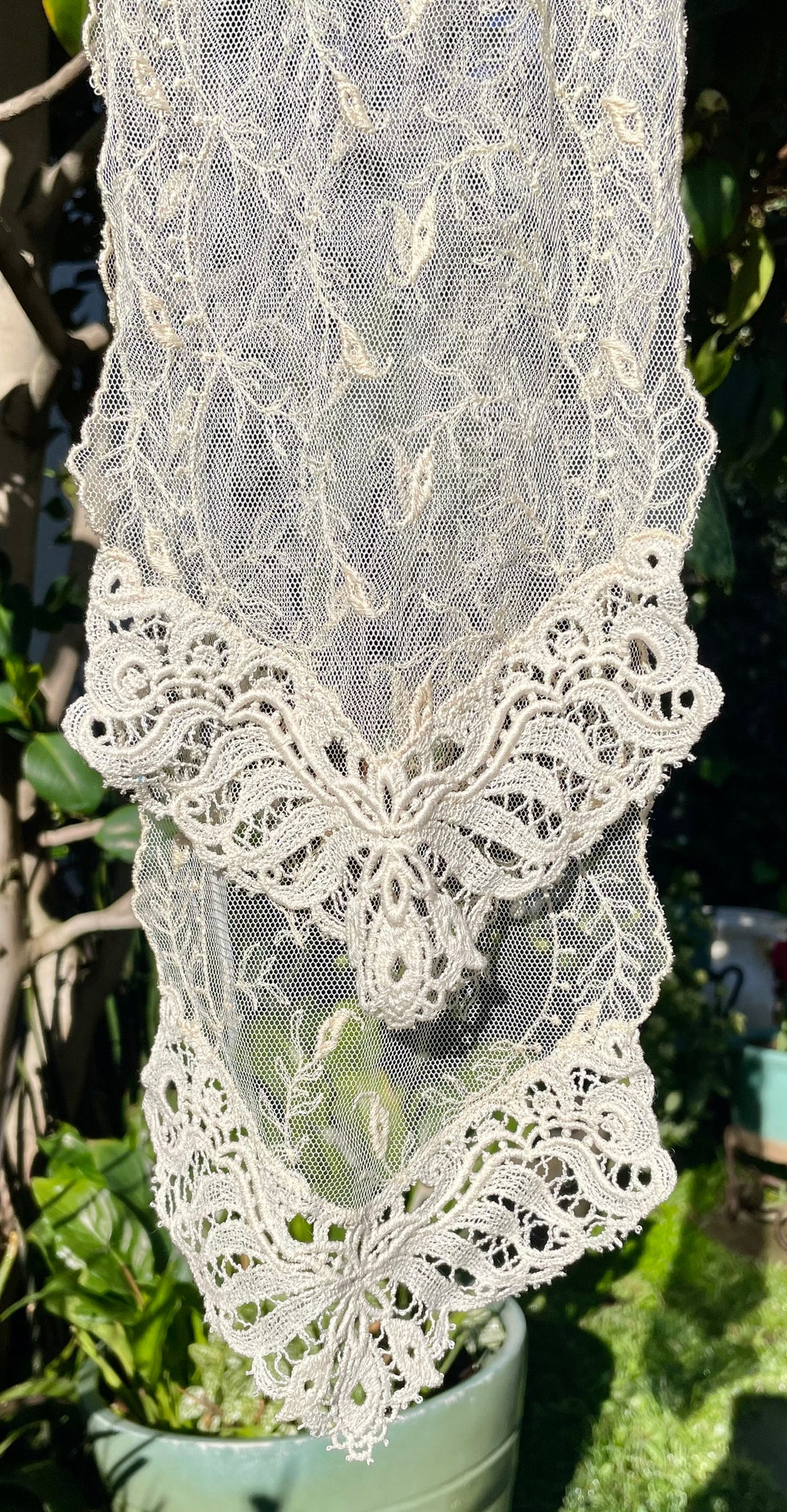 Vintage Net Lace Panel - Etsy