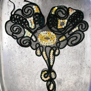 Black Opalescent Gold Sequined Appliques