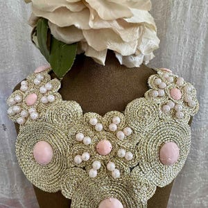 Pale Pink Stone Pearl Beaded Collar Inserts